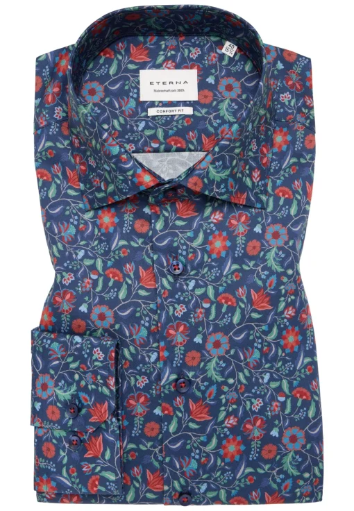 Herren Eterna Twillhemd mit floralem Print