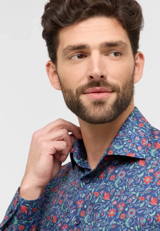 Herren Eterna Twillhemd mit floralem Print