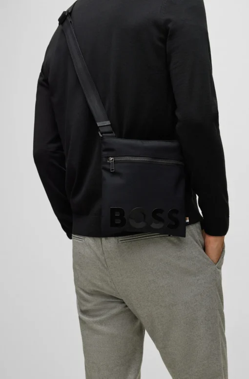 Herren Boss Umhängetasche aus recyceltem Nylon mit Logo-Print