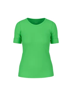 Damen Marc Cain Uni T-Shirt aus stretchigem Cotton-Ripp