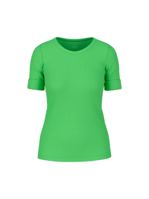 Damen Marc Cain Uni T-Shirt aus stretchigem Cotton-Ripp