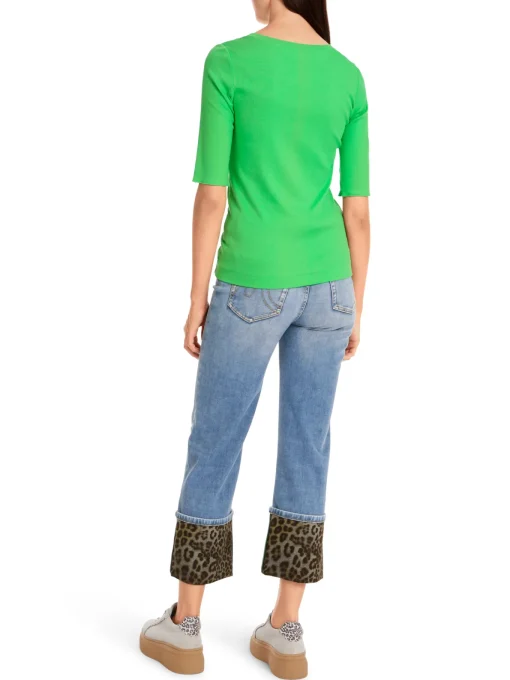 Damen Marc Cain Uni T-Shirt aus stretchigem Cotton-Ripp