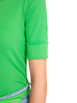 Damen Marc Cain Uni T-Shirt aus stretchigem Cotton-Ripp