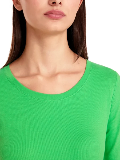 Damen Marc Cain Uni T-Shirt aus stretchigem Cotton-Ripp