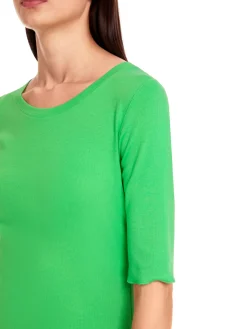 Damen Marc Cain Uni T-Shirt aus stretchigem Cotton-Ripp