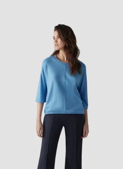 Damen Lecomte Unifarbenes Shirt mit 3/4-Arm