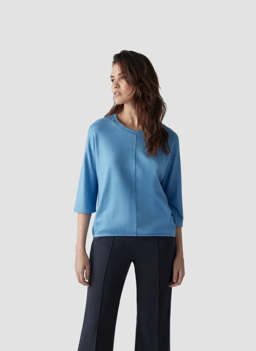 Damen Lecomte Unifarbenes Shirt mit 3/4-Arm