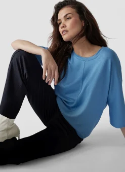 Damen Lecomte Unifarbenes Shirt mit 3/4-Arm
