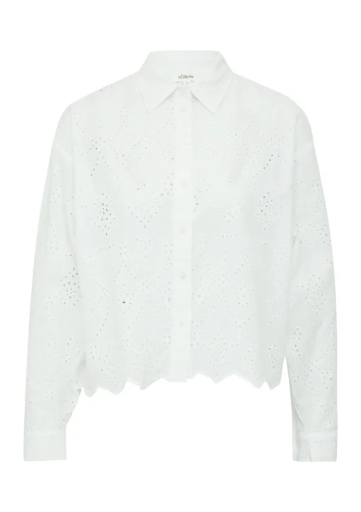 Damen s.Oliver Verkürzte Bluse mit Lochstickerei