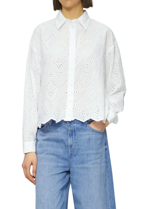 Damen s.Oliver Verkürzte Bluse mit Lochstickerei