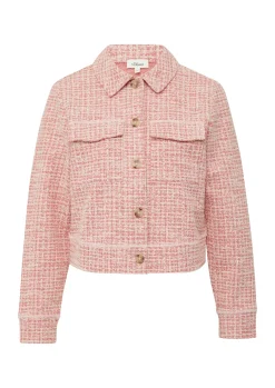 Damen s.Oliver Verkürzte Bouclé-Jacke aus Sweat mit aufgesetzten Taschen