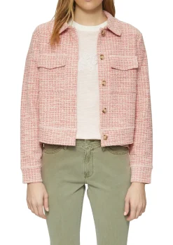 Damen s.Oliver Verkürzte Bouclé-Jacke aus Sweat mit aufgesetzten Taschen