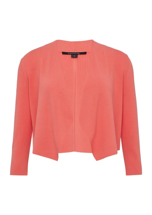Damen Comma Verkürzte Feinstrickjacke mit Pointelle-Details am Rücken