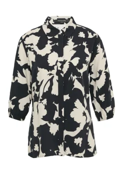 Damen Comma Viskosebluse mit All-over-Print und 3/4-Ärmeln