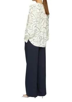 Damen s.Oliver BLACK LABEL Viskosebluse mit All-over-Print und Smok-Detail am Ärmel