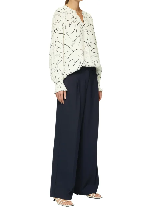 Damen s.Oliver BLACK LABEL Viskosebluse mit All-over-Print und Smok-Detail am Ärmel
