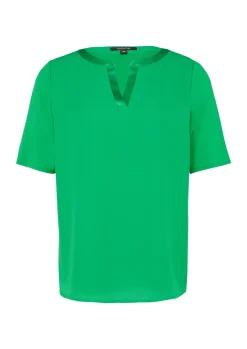 Damen Comma Viskose-Shirt mit satiniertem Tunika-Ausschnitt