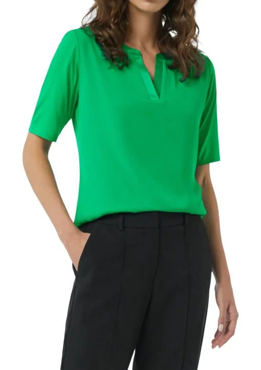 Damen Comma Viskose-Shirt mit satiniertem Tunika-Ausschnitt