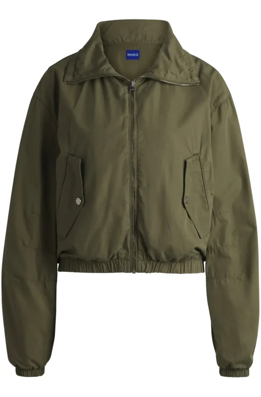Damen Hugo Blue Voluminöse Jacke aus Baumwoll-Popeline