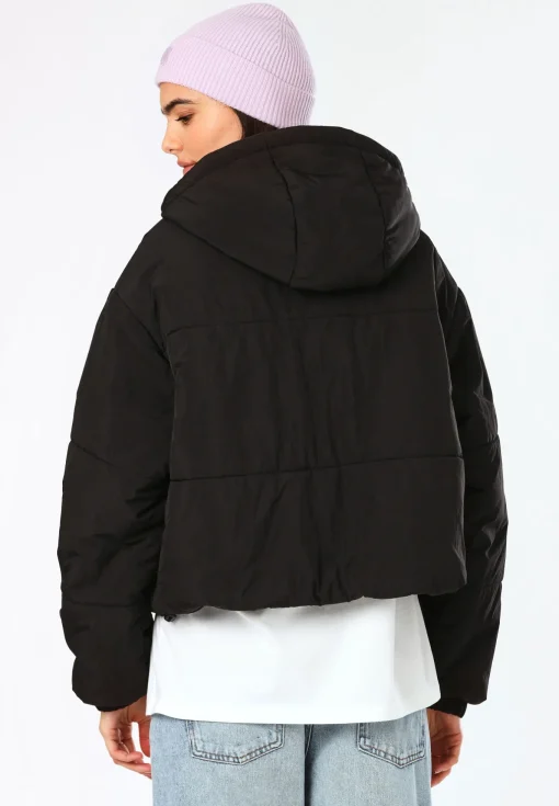 Damen Hugo Blue Wasserabweisende, wattierte Jacke mit blauem Logo-Label