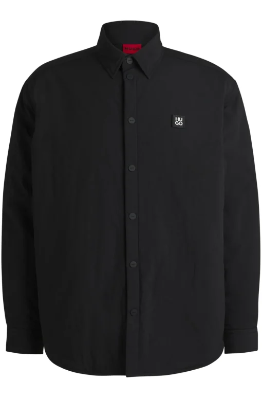 Herren Hugo Red Wattiertes Oversized Overshirt mit Stack-Logo-Aufnäher