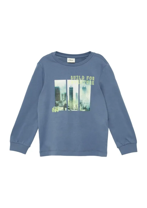 Kinder s.Oliver Weiches Jersey-Longsleeve mit Fotoprint und Rippbündchen