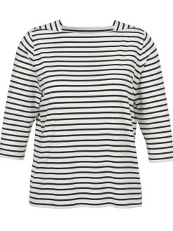Damen Via Appia Due Weiches Ringel T-Shirt mit Karree-Ausschnitt