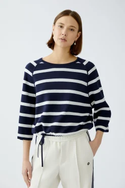 Damen Oui Wendepullover uni und gestreift