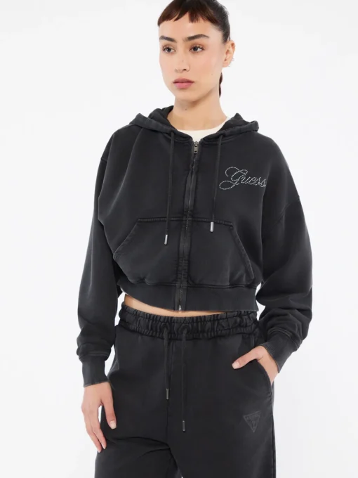 Damen GUESS Zip Up Hoodie Cropped