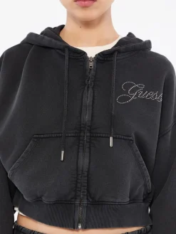 Damen GUESS Zip Up Hoodie Cropped